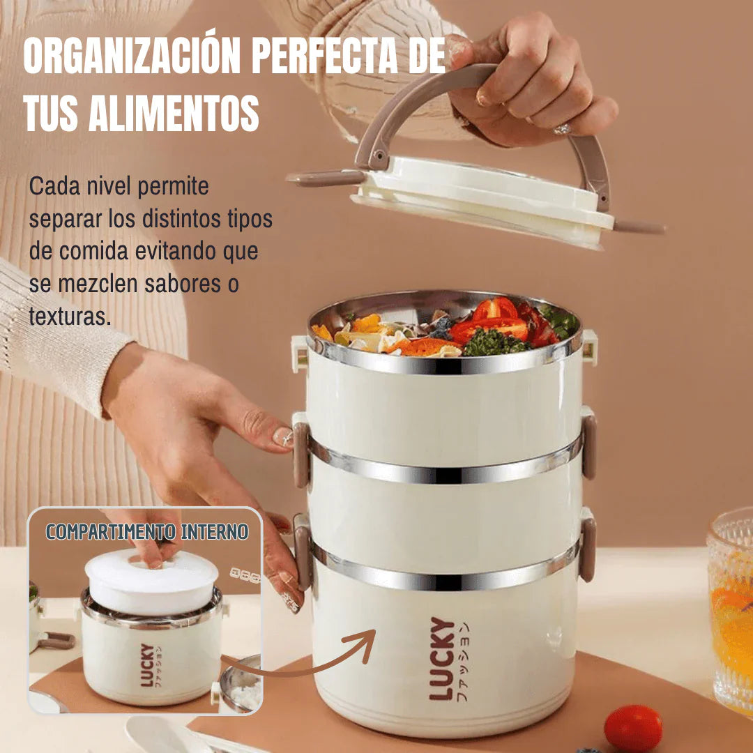 SUPER PACK x4 PORTACOMIDAS TERMICOS + MALETA Y KIT TORTILLERO-CUBIERTOS ¡GRATIS!