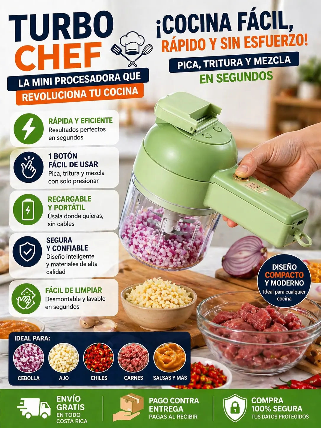 Mini Procesadora de Alimentos Multifuncional
