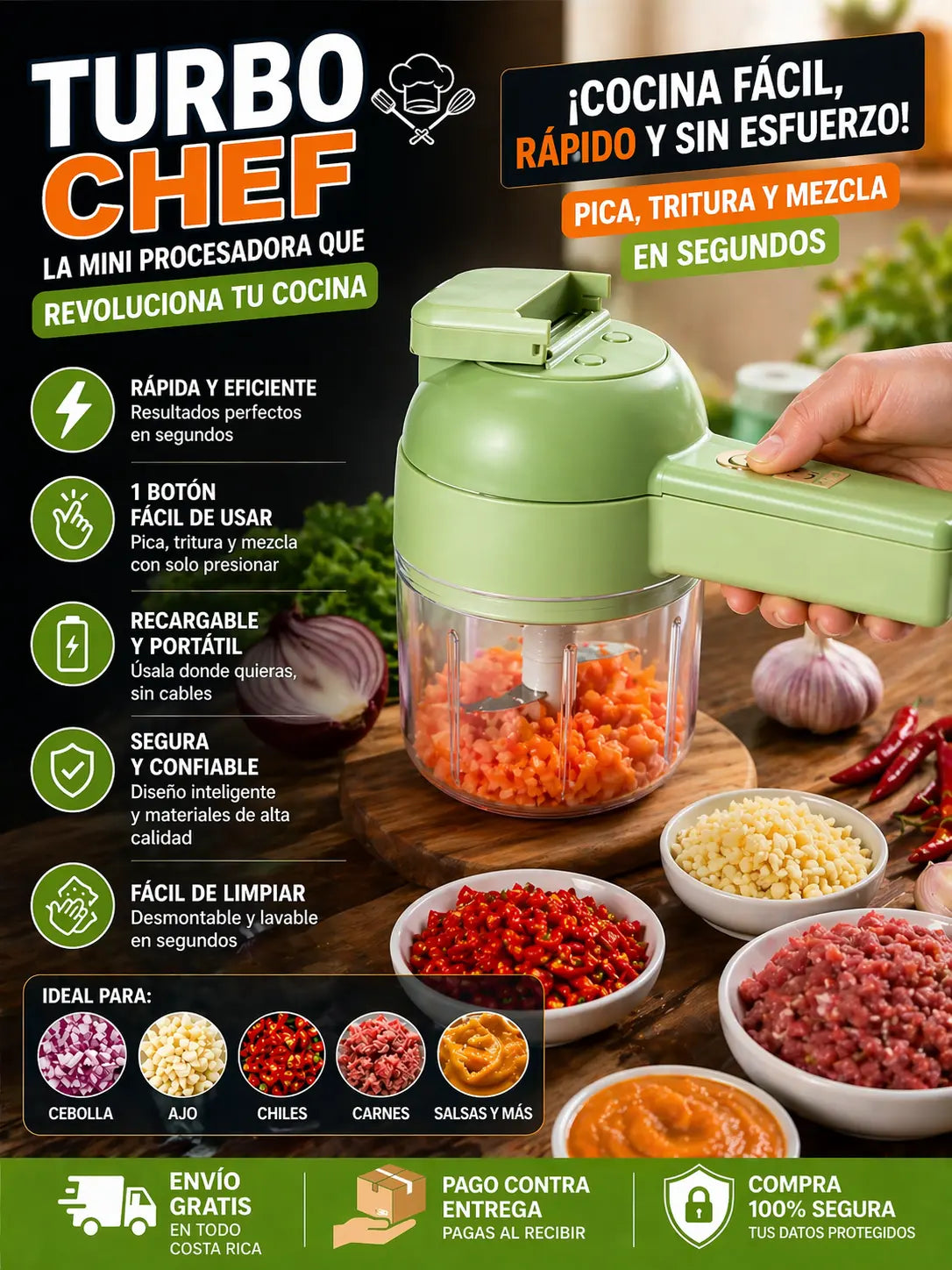 Mini Procesadora de Alimentos Multifuncional